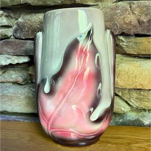 VTG Royal Copley Harmony Leaf Vase Mid-century 50s Pink Brown MCM Decor